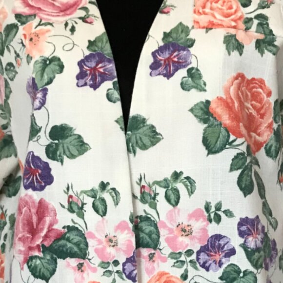 Special Thyme 80s Floral Jacket, Size 14: Vintage Lightweight Flowery Blazer - Picture 10 of 12